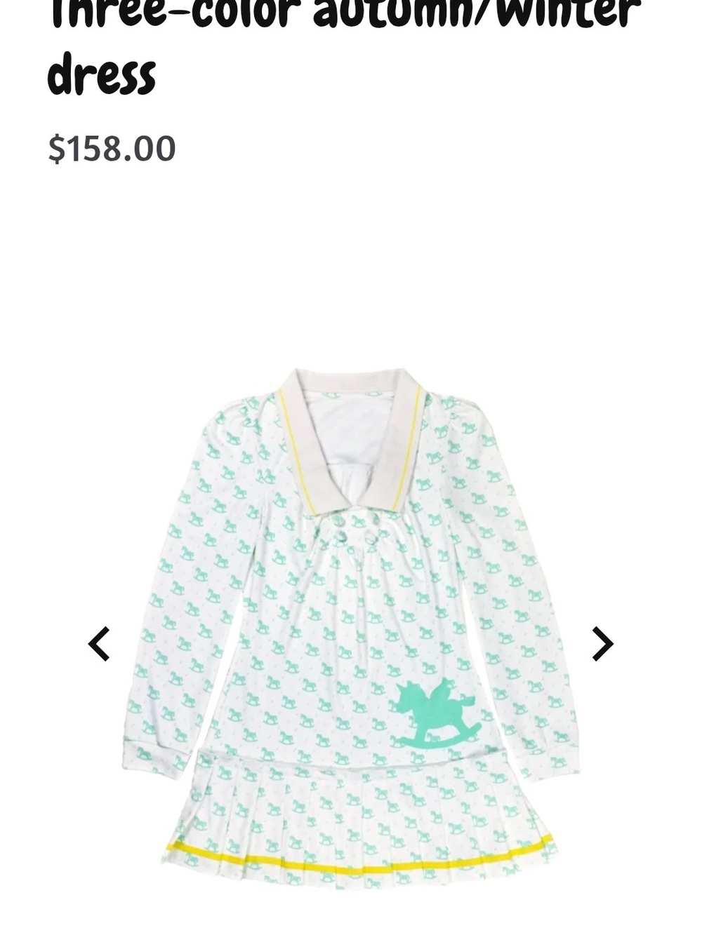 Three-Color Mini Dress in Mint Rocking Horse Print